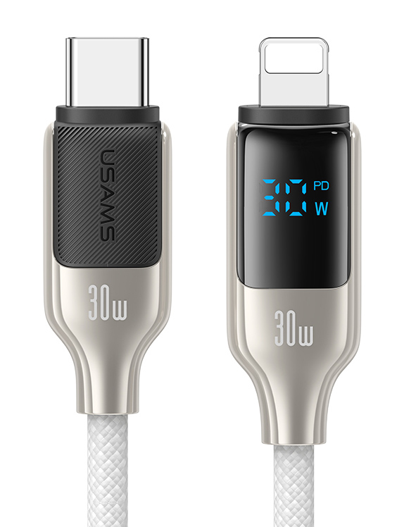 USAMS καλώδιο Lightning σε USB-C SJ741, 30W, 480Mbps, 1.2m, λευκό