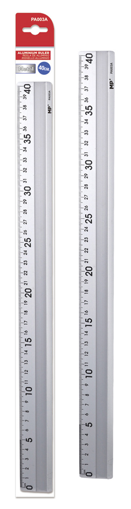 MP μεταλλικός χάρακας PA003A, 40cm, ασημί