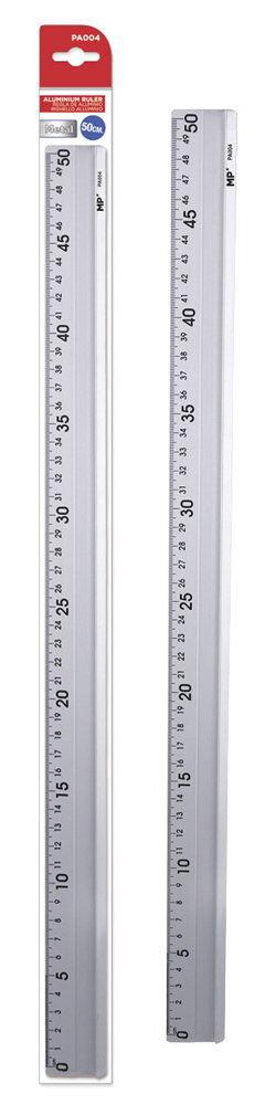 MP μεταλλικός χάρακας PA004, 50cm, ασημί