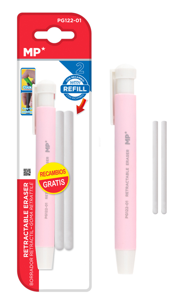 MP μηχανική γόμα για μολύβι PG122-01 με 2x ανταλλακτικά, ροζ