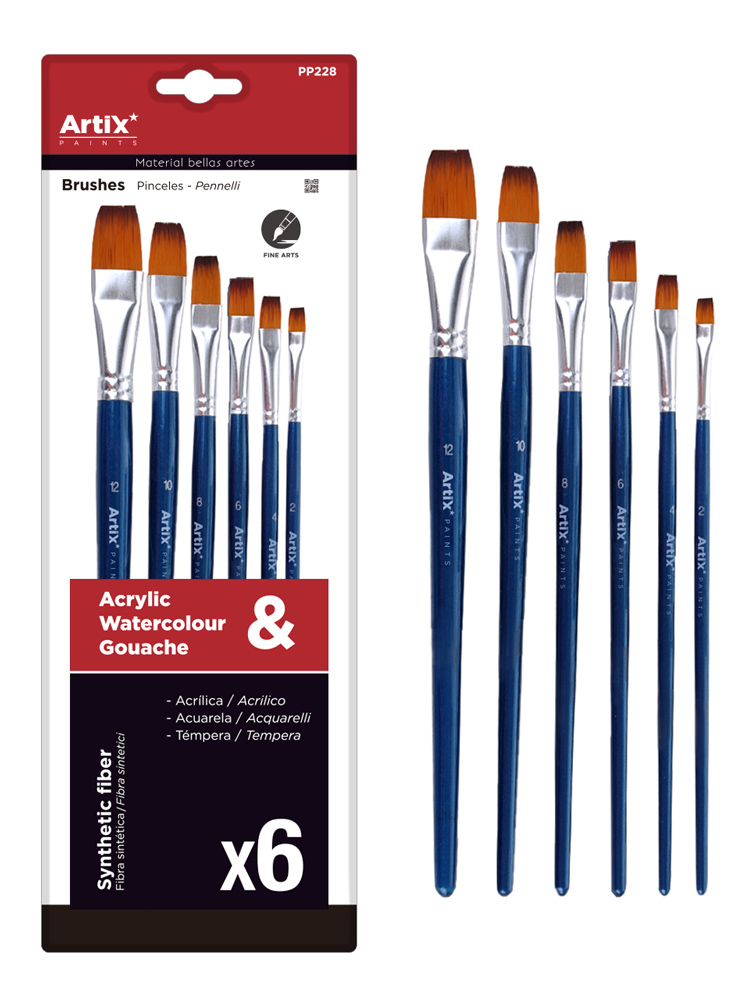 ARTIX PAINTS σετ πινέλων ζωγραφικής PP228, μπλε, 6τμχ