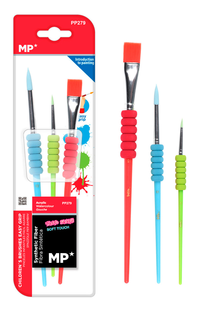 ARTIX PAINTS σετ παιδικών πινέλων ζωγραφικής PP279, διάφορα χρώματα, 3τμχ