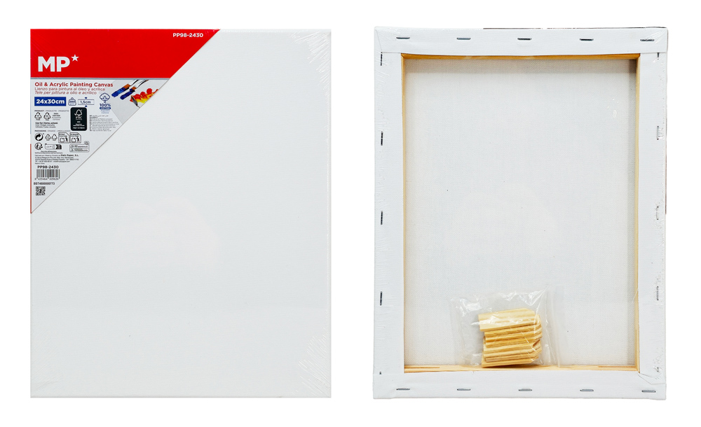 MP καμβάς τελάρο ζωγραφικής PP98-2430, 24x30cm, 280gr/m², λευκός