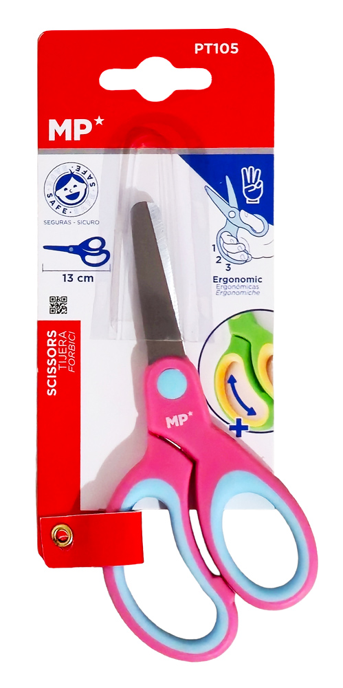 MP παιδικό ψαλίδι χαρτιού PT105, μεταλλική λεπίδα, 13cm, ροζ