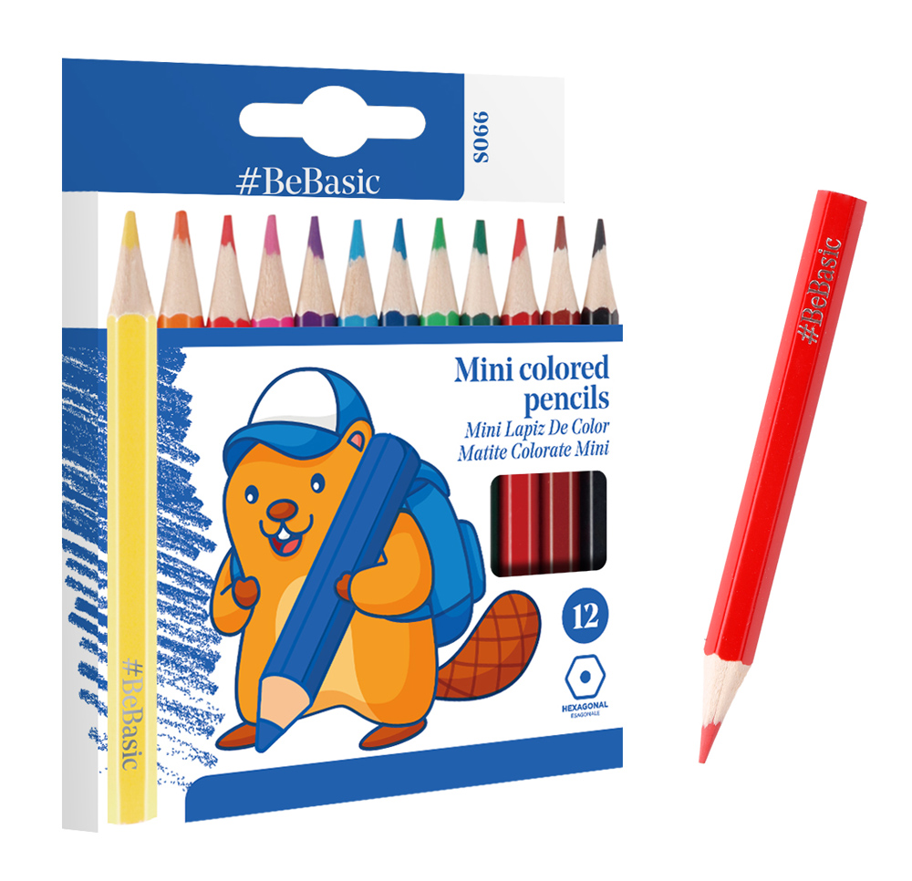 BEBASIC χρωματιστές ξυλομπογιές S066, εξάγωνες, 12τμχ