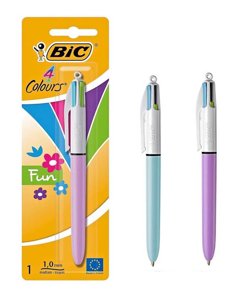 BIC στυλό διαρκείας 4 Colours Fun, 1mm μύτη, πολύχρωμο μελάνι, διάφορα χρώματα, 1τμχ