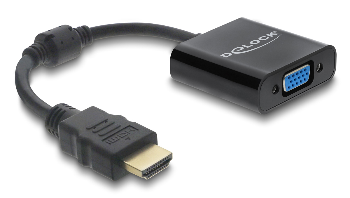 DELOCK αντάπτορας HDMI σε VGA 61077, 1080p, μαύρος