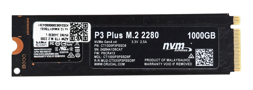 AZW M.2 2280 NVME P3 PLUS, NVME Gen4 x4, 1TB, Bulk