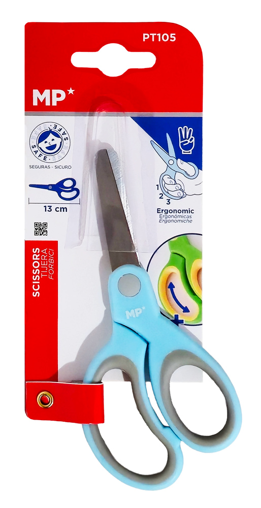 MP παιδικό ψαλίδι χαρτιού PT105, μεταλλική λεπίδα, 13cm, γαλάζιο