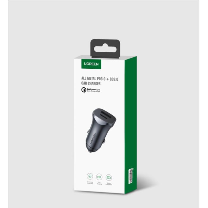 Car Charger UGREEN CD130 24W PD+USB QC3.0 Silver 30780