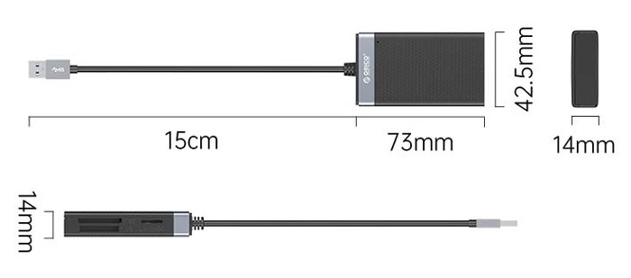 ORICO card reader CL4T-A3 για Micro SD/SD/CF/MS, USB 3.0, μαύρο