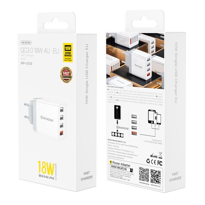 Charger WK 28W USBx4 QC3.0 White WP-U125