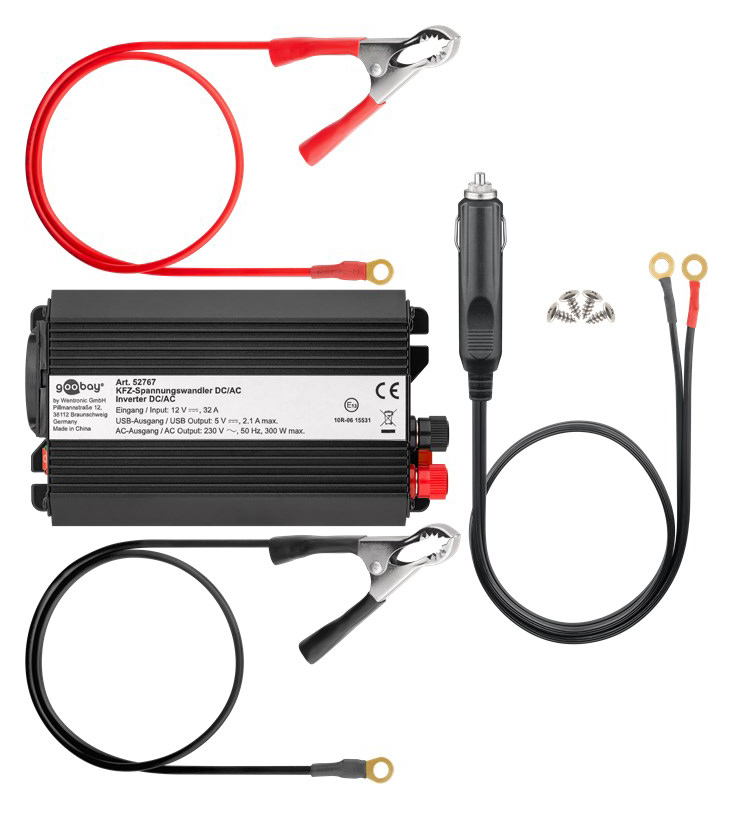 GOOBAY inverter αυτοκινήτου 52767, 12V σε 230V, 300W