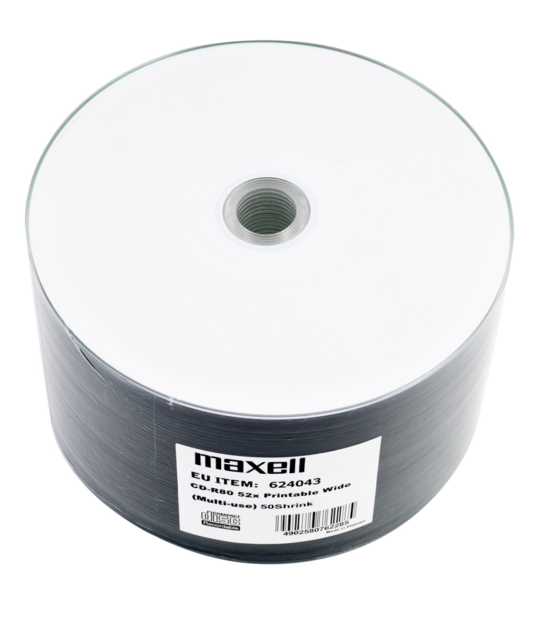 MAXELL CD-R 624043, 700ΜΒ 80min 52x speed, printable, Shrink pack, 50τμχ