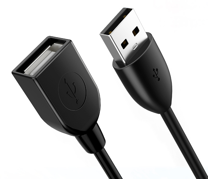 CABLETIME καλώδιο προέκτασης USB CT-AMAF2, 3A, 480Mbps, 0.5m, μαύρο