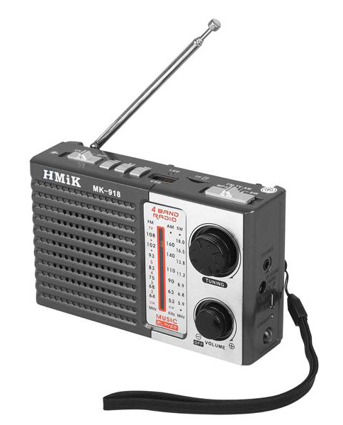 HMIK φορητό ραδιόφωνο & ηχείο MK-918 με φακό, USB/TF/AUX, γκρι