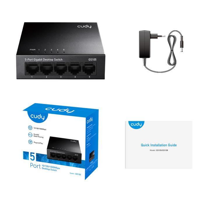 Gigabit 5 port switch Metal Cudy GS105 V4.0