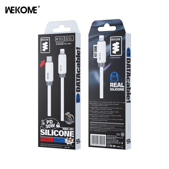 Charging Cable WK 30W PD TYPE-C/i6 White 1m WDC-29