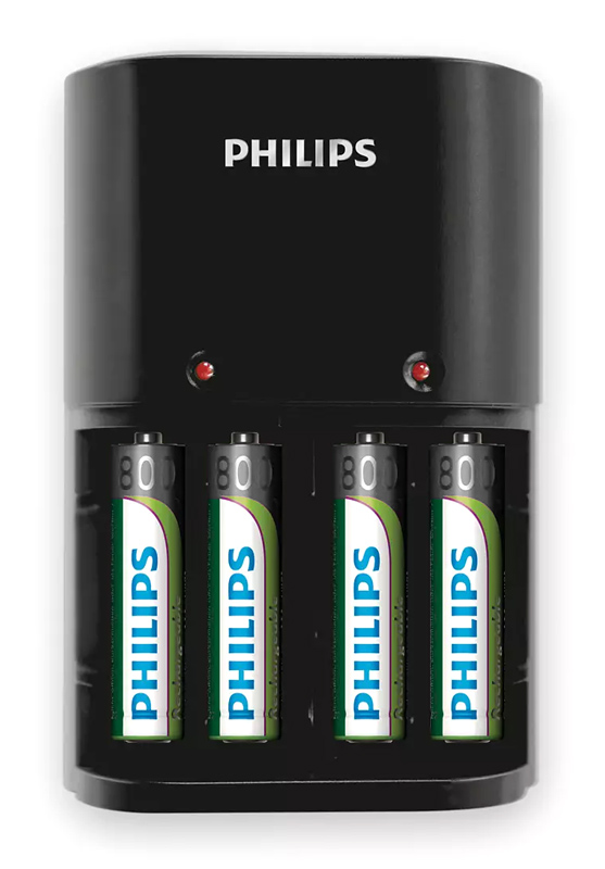 PHILIPS φορτιστής μπαταριών AA & AΑΑ NiMH SCB1450NB με 4x AAA, μαύρος