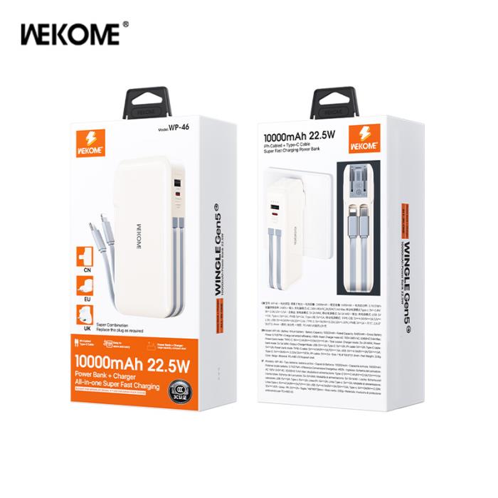 Power Bank WK 10000mAh 22,5W PDx1 & QC3.0x1 Beige WP-46
