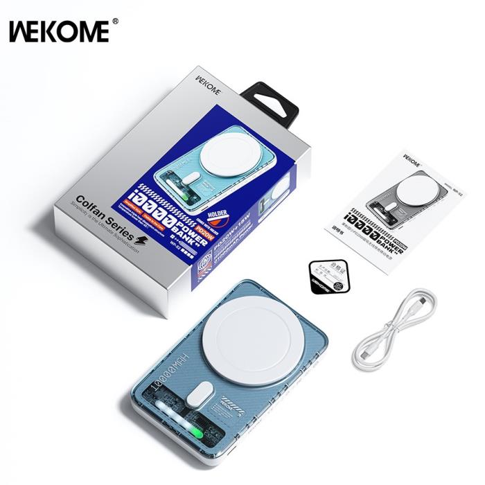 Power Bank Magnetic Wireless WK 10000mAh 20W PDx1 White WP-52