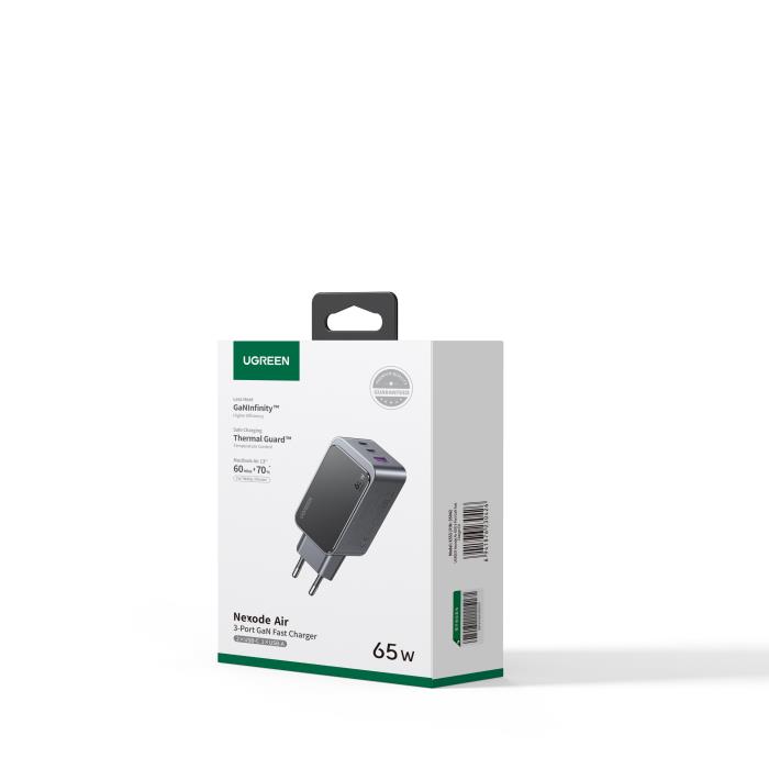 Charger GaN UGREEN X553 65W PDx2+QC4.0 Gray 35042