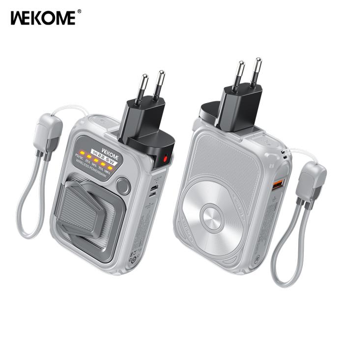 Power Bank Magnetic Wireless WK 10000mAh 22,5W PDx1 & QC3.0 x1 Gray WP-89