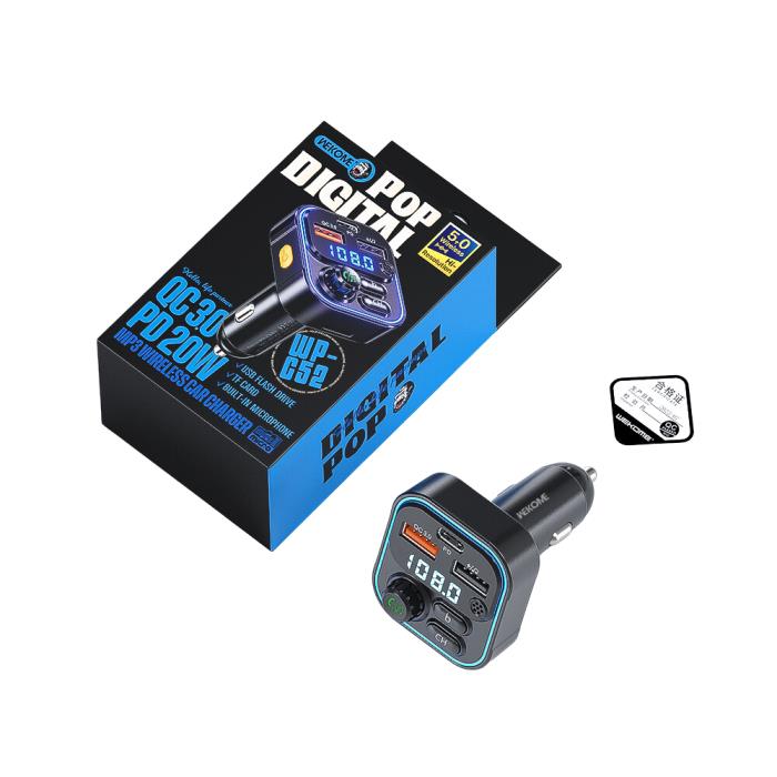FM Transmitter WK Car Charger and MP3 Player with Led Light WP-C52
