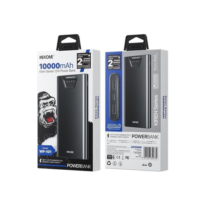Power Bank WK 10000mAh 12W USBx2 Black WP-101