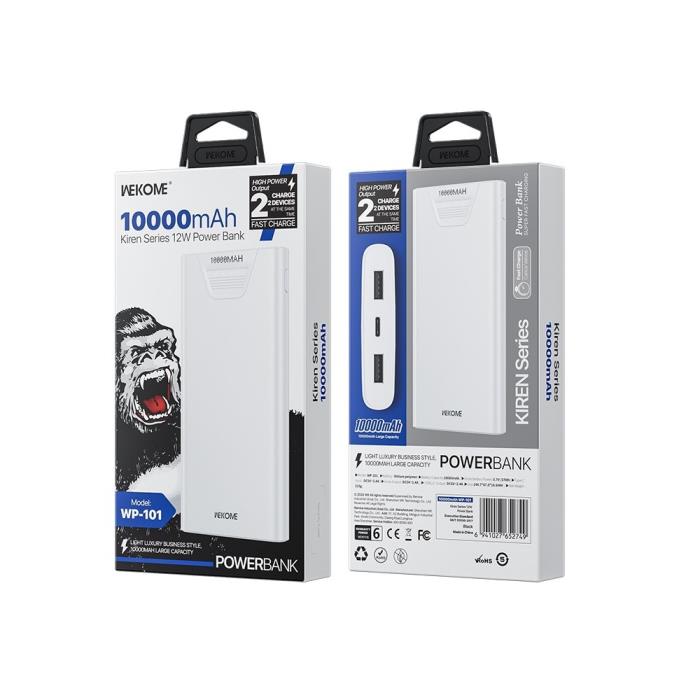 Power Bank WK 10000mAh 12W USBx2 White WP-101