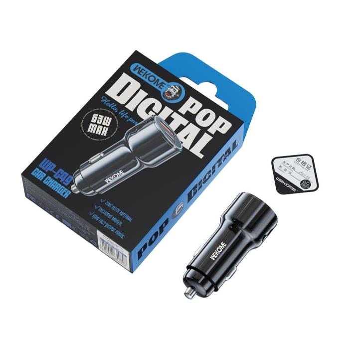 Car Charger WK 63W PD+USB QC Tarnish WP-C49