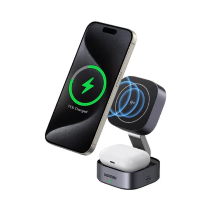 Wireless Magnetic Charger/Stand 2in1 UGREEN 15W Qi2 W702 35316 Grey