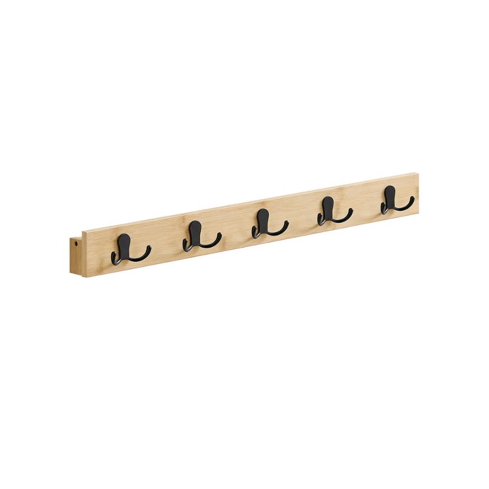 SONGMICS Wall-Mounted Coat Rack with 4 Hooks Natural Beige (LCR005N01) (SNGLCR005N01)