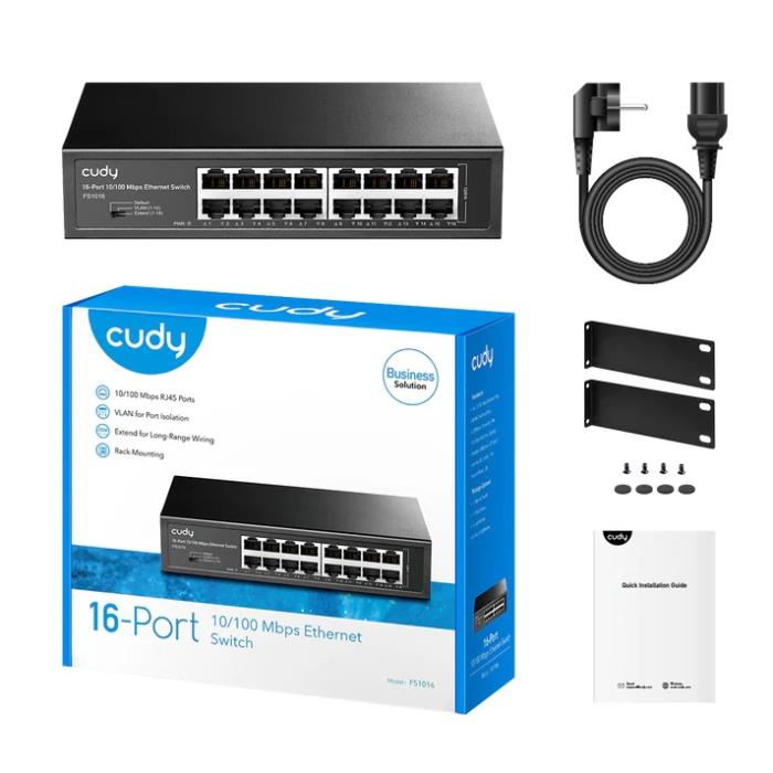 Fast Εthernet 16 port Unmanaged switch Metal Cudy FS1016