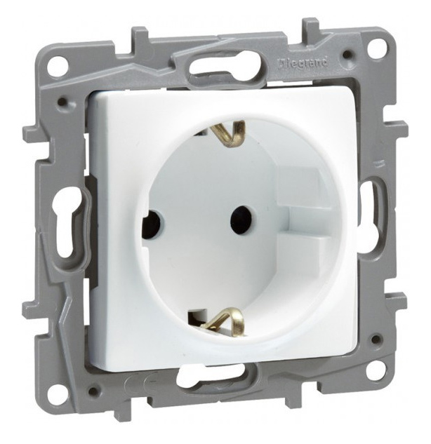 LEGRAND πρίζα 2Π+Γ 764529, ασφαλείας, λευκή