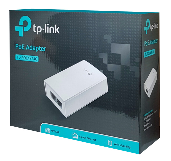 TP-LINK Gigabit PoE Adapter TL-POE4824G, 48V 24W, power cable, Ver. 1.0
